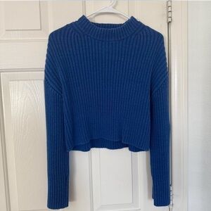 H&M Blue Ribbed Cropped Sweater – Size Small